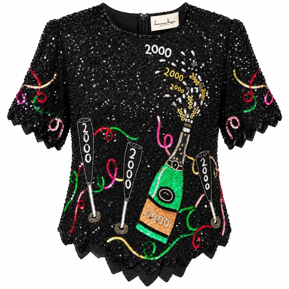 Laurence Kazar Vintage Y2K 2000 Millennium Sequin Beaded Top NWT XL